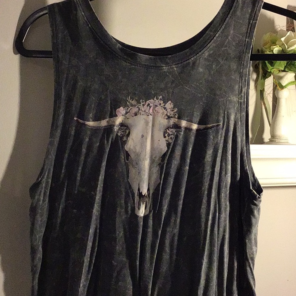 Grayson Threads Floral Skull Tank Top Size S